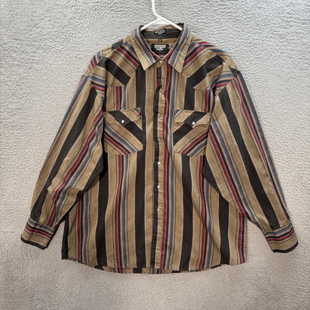 Youngbloods Shirt Adult XL Multicolor‎ Striped Pearl Snap Western Rodeo Workwear